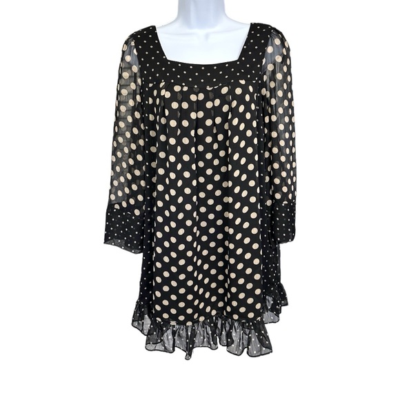 🖤Long Sleeve Polka Dot Shift Dress - Picture 1 of 9
